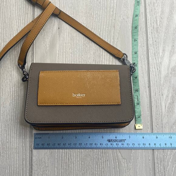 Botkier Women's Truffle Gray & Camel Coloblock Leather Crossbody Purse Bag - Picture 5 of 12